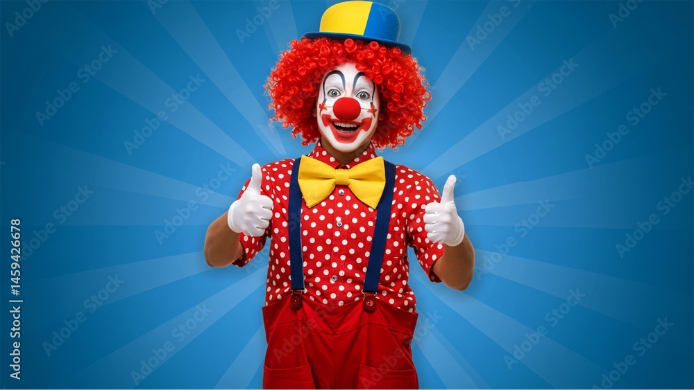 Clown with Red Wig Giving Thumbs Up Clown with Red Wig Giving Thumbs Up