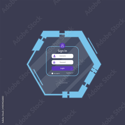 Hexagon Futuristic Frame Log In Sign In Form Registration For Games Or Web Sites Element Isolated Vector Design