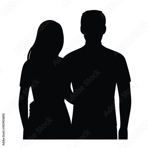 Intimate Silhouette of a Couple. lovers day, love affection Silhouette. vector illustration 