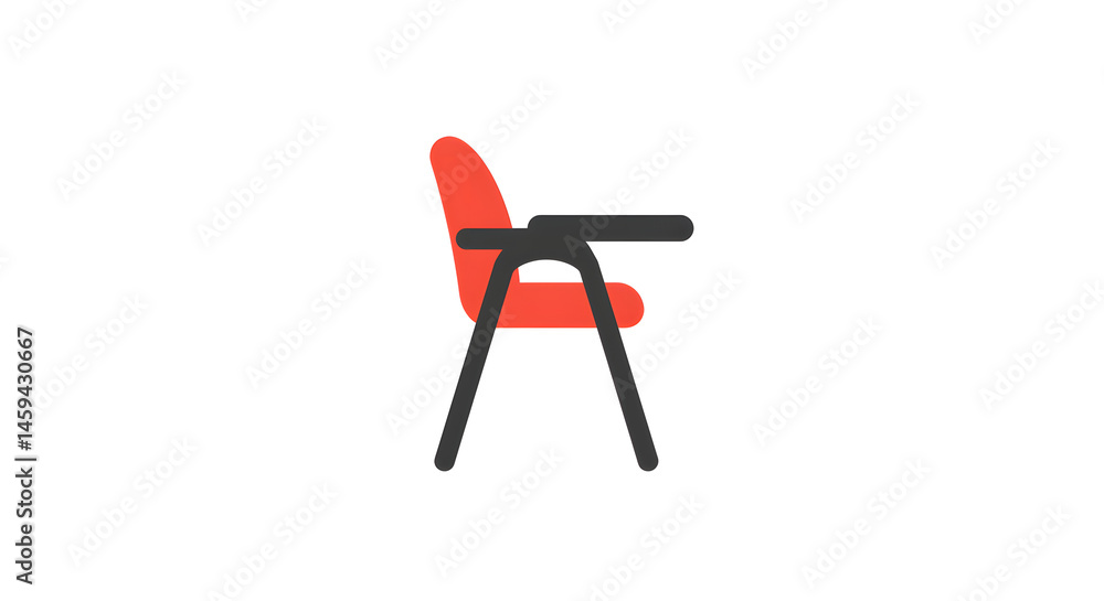 Isolated red plastic furniture, a folding chair object for comfortable seat design Isolated red plastic furniture, a folding chair object for comfortable seat design