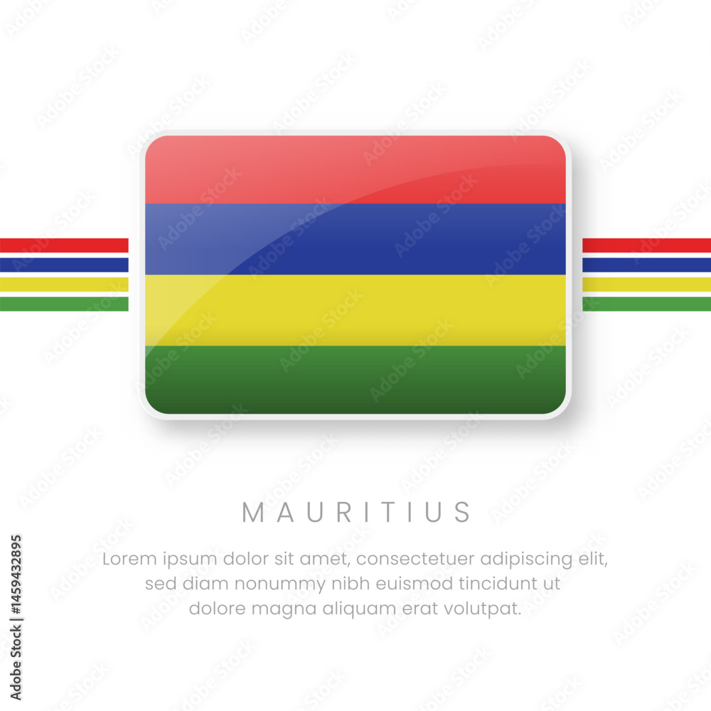 Obraz premium National Mauritius island Flag.Vector Mauritius island Button Flag. Realistic National Flag Design and Vector Template