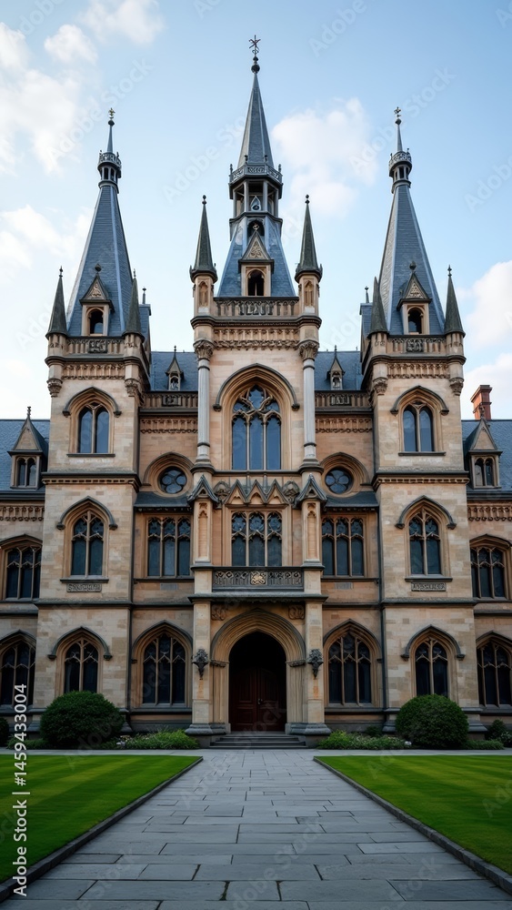 Gothic castle facade with intricate details Gothic castle facade with intricate details