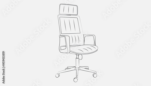 Office chair editable vector illustration. chair Line art, clip art. swivel chair, and Hand-drawn with White Background