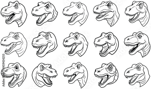 T-rex head vector set 