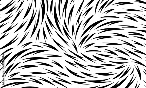 Abstract black fur texture pattern on white background. animal skin imitation.