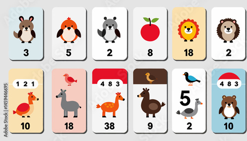 Cute Animal Number Flashcards for Kids_ Early Learning Educational Resources_ Printable Math Game Cards for Preschool and Kindergarten