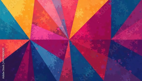 Abstract geometric shapes repeat in vibrant hues , print, polygon