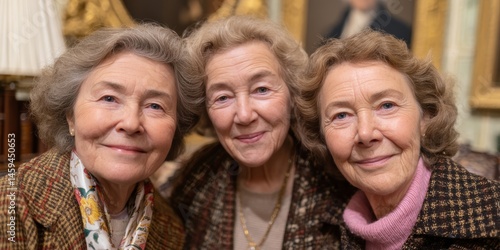 Three older women are posing for a picture together