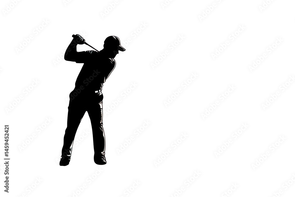 silhouette Swing Of Golf Player And Sports Concept, Dark Background silhouette Swing Of Golf Player And Sports Concept, Dark Background