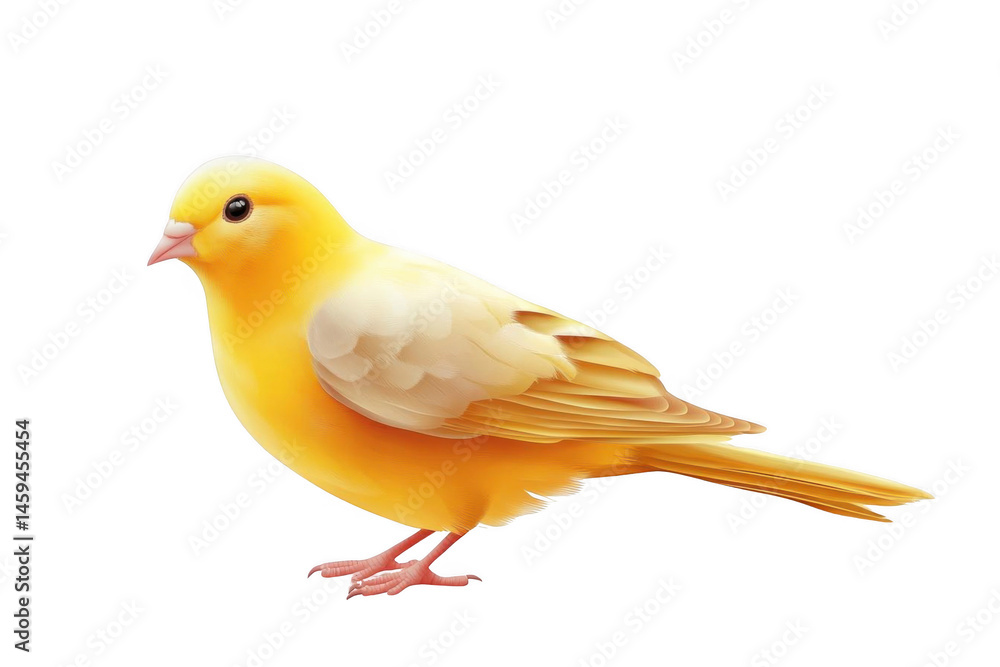 View Of a Yellow Canary With Smooth Feathers on Black Background. Spring Vibes.