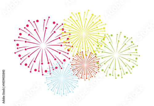 Colorful Fireworks Vector Illustration - Circular Burst Elements.