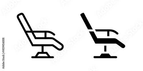 Vector icon set depicting reclining chairs, perfect for furniture and relaxation designs.