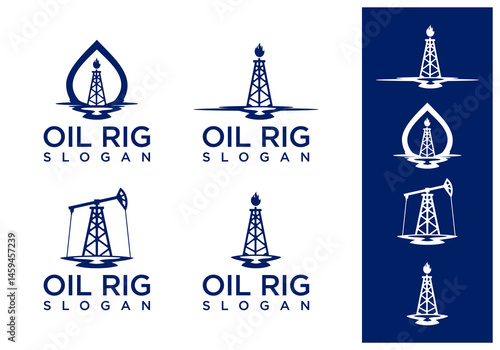 oil drop logo with mining rig