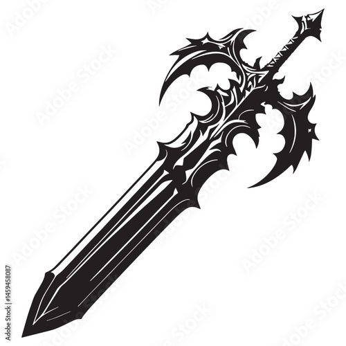 Powerful Dragon Slayer Sword silhouette, forged for victory – Dragon Slayer Sword illustration – Minimalist Dragon Slayer Sword vector – Weapon silhouette

