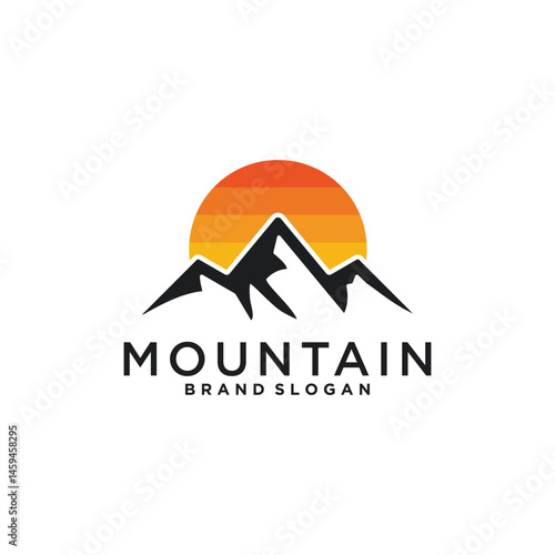 Mountain logo design with sun