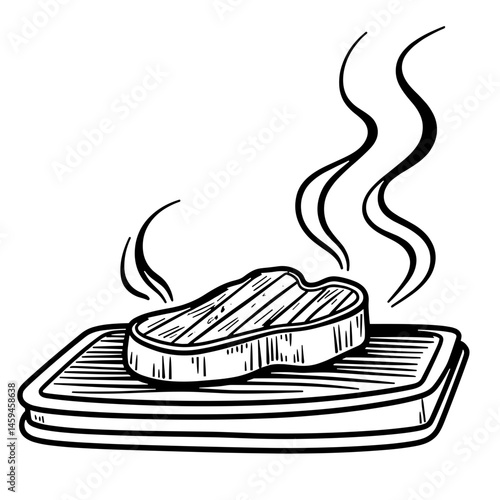 Steak grilling with smoke on barbecue, culinary delight