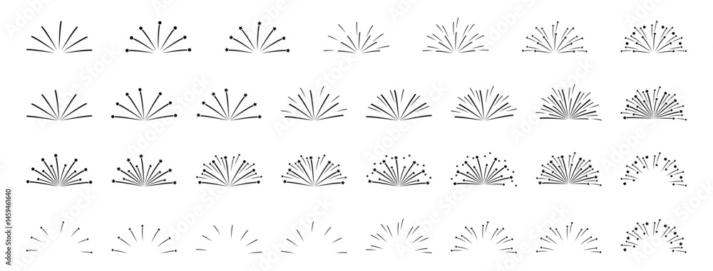 Fototapeta premium Firework Bursts Vector Set - Simple Line Style.