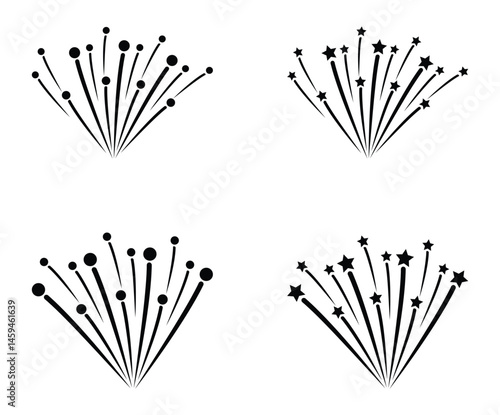 Minimalist Vector Fireworks with Dots and Stars Burst.