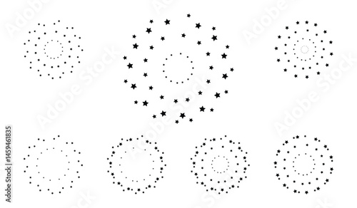 Star-Shaped Firework Bursts - Circular Celebration Elements.