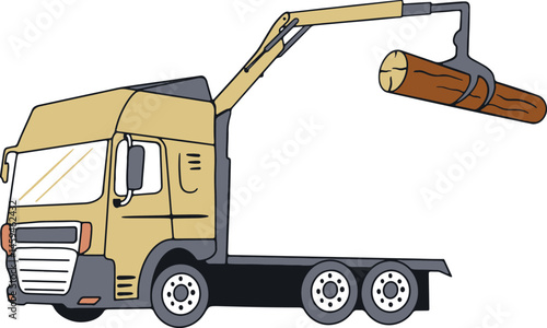Crank truck with wood vector illustration
