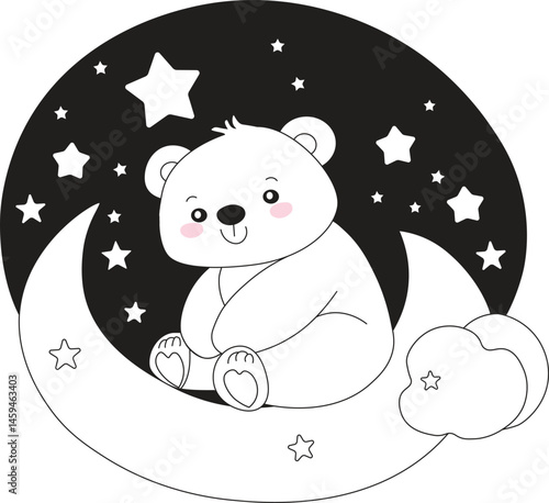 Cute teddy bear cub holding a heart with a fun and sweet design, perfect for a Valentine's Day card or birthday illustration, featuring a playful, cartoon-style teddy bear and pink accents