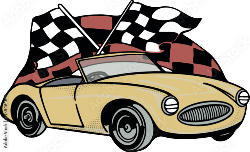 Vector illustration of vintage retro sports car