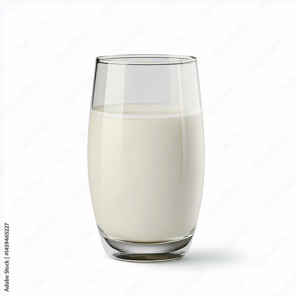 Refreshing glass of milk on a simple white background Refreshing glass of milk on a simple white background