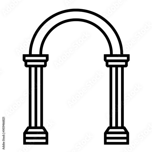 Classic archway icon with symmetrical columns and rounded top