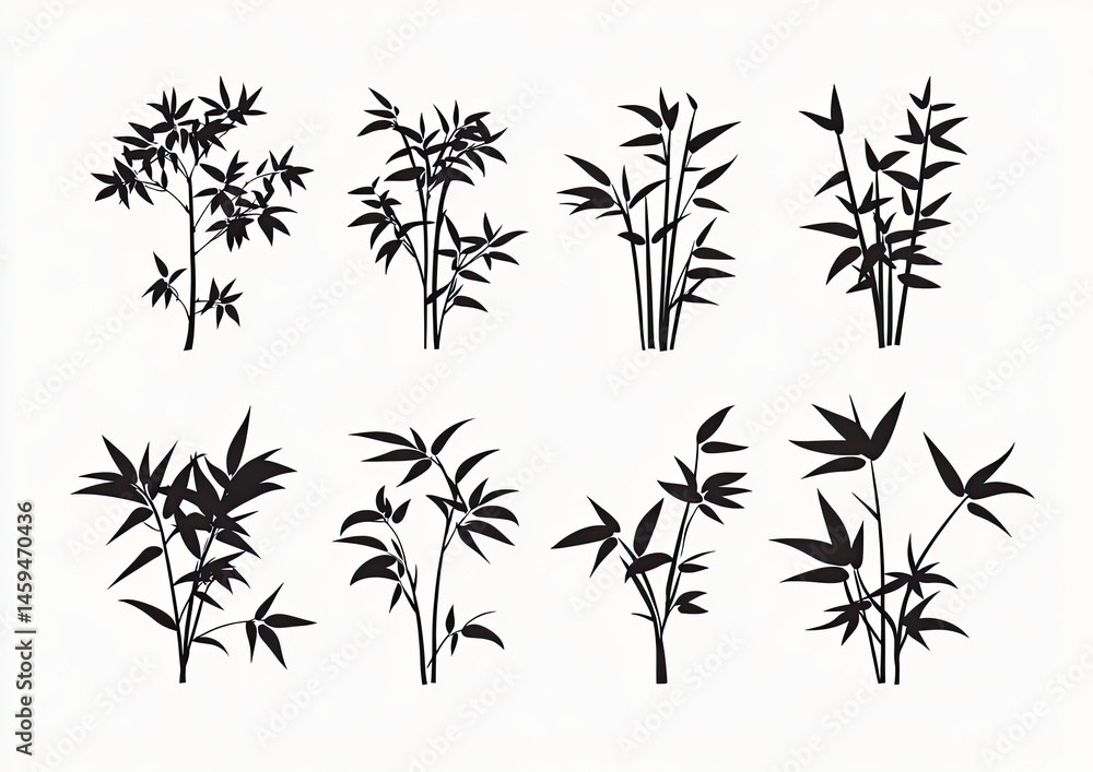 Fototapeta premium Silhouettes of Bamboo Plants