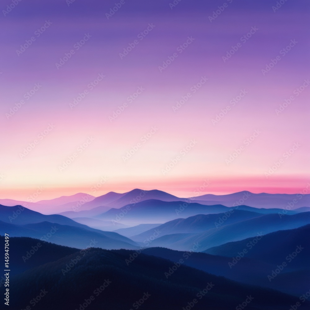 Obraz premium Blue mountain range under sunset