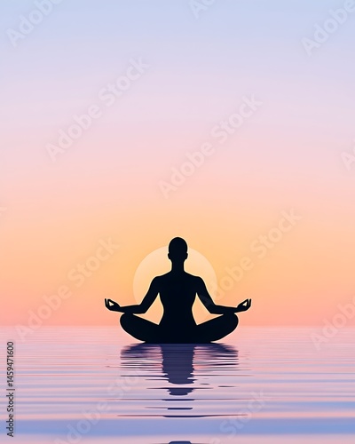 Wallpaper Mural Serene sunset meditation; peaceful yoga pose reflecting on calm water Torontodigital.ca