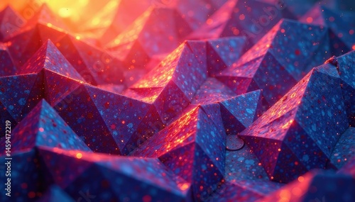 Intricate tessellated geometric shapes in vibrant hues , ornament, repeating