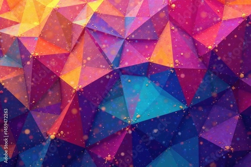 Intricate tessellation of geometric shapes in vibrant hues, structure, optical