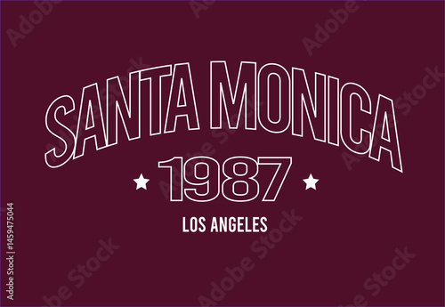 Santa monica LA college font letter basketball teams league Club Varsity  USA Trending Script Slogan Whreaf Graphic Tee t-shirt logo artwork typography tote badge sports  Malibu