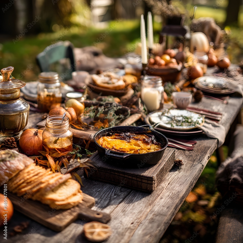 Autumn Harvest Feast: Festive Thanksgiving Dinner Table