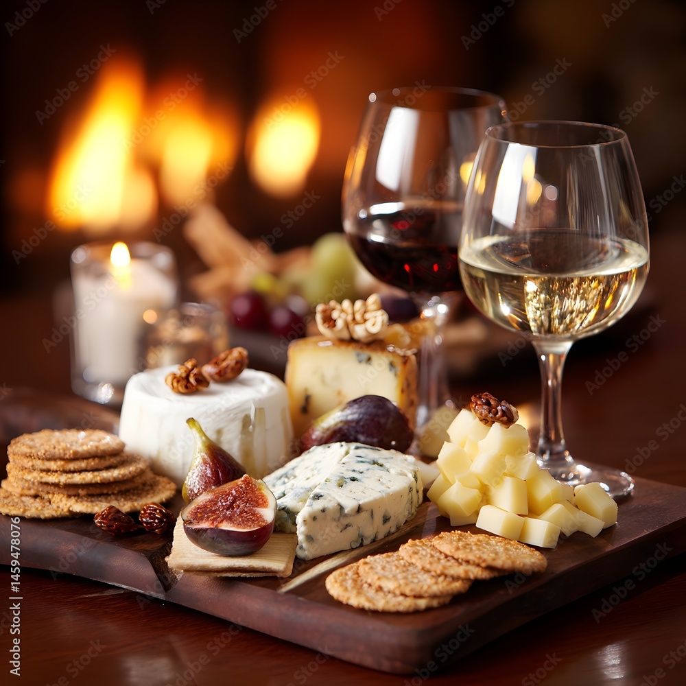 Cheese Board and Wine: Elegant Gourmet Appetizer