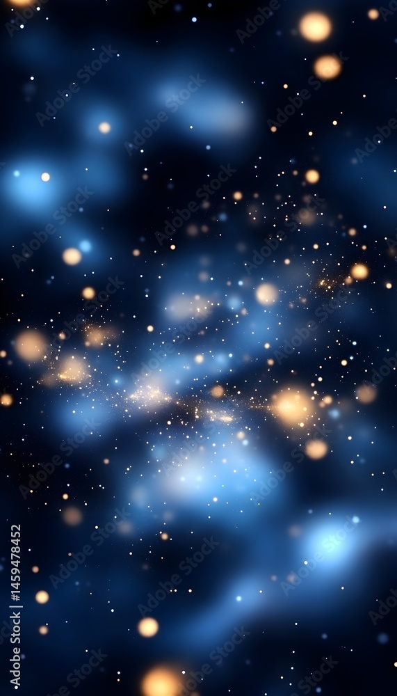 Obraz premium Abstract cosmic nebula with swirling blue and gold dust