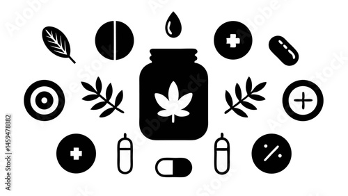 Dietary Supplement and Food Additive Line Icon Set Design