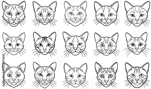set of cat head vector 