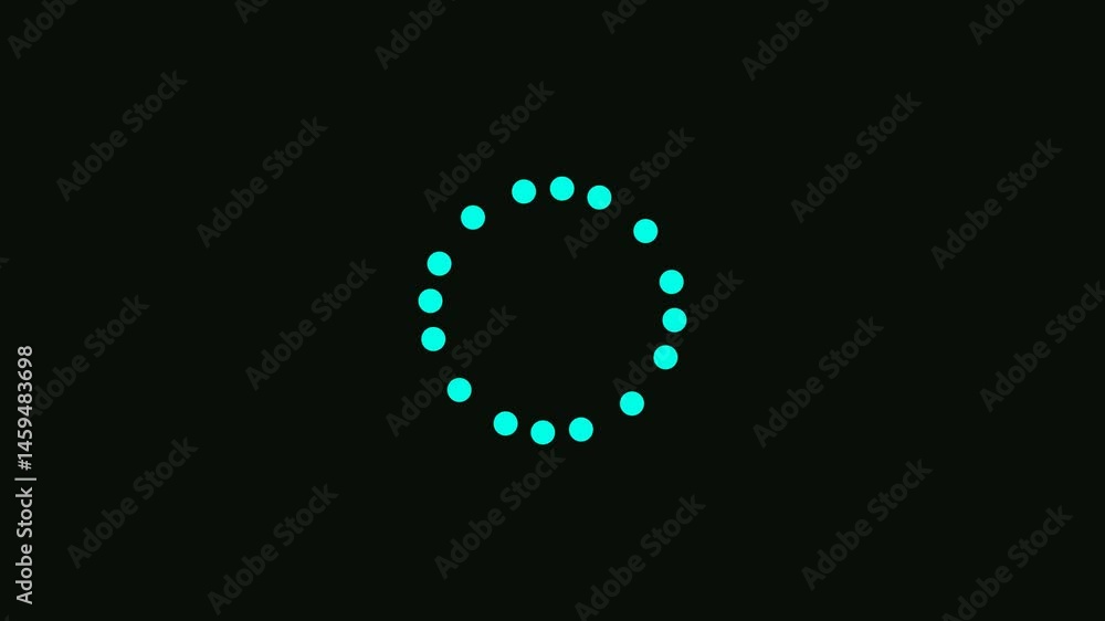 Loading white dots circle animation on green screen progress waiting download upload network update. Loading Circle. Twelve animated dots fading in and out in sequence creating a rotating effect. 4k