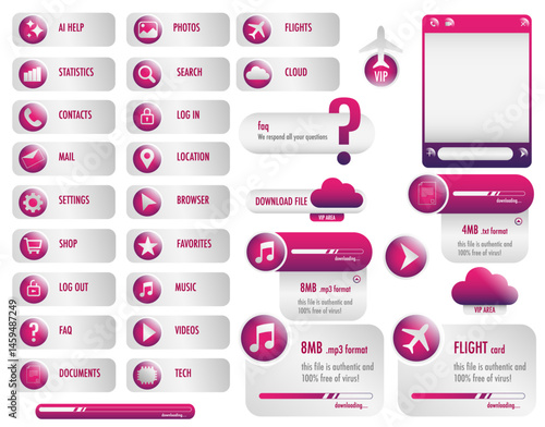 Buttons and interface set for online business