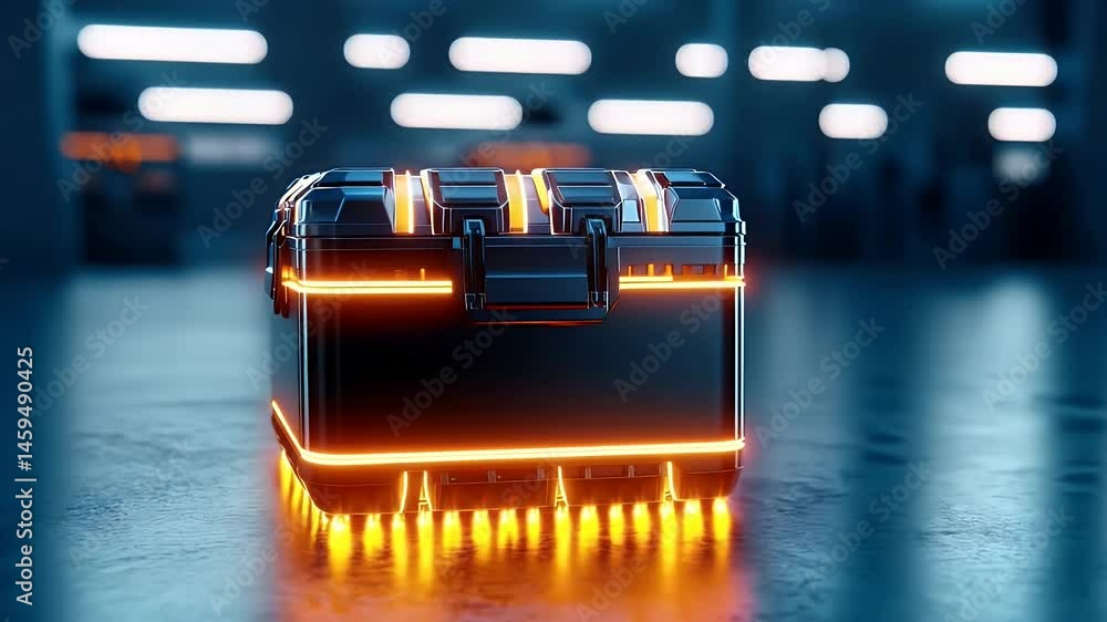 Futuristic Glowing Box with Neon Lights in Dimly Lit Room Creating Sci Fi Atmosphere and High Tech Vibe Futuristic Glowing Box with Neon Lights in Dimly Lit Room Creating Sci Fi Atmosphere and High Tech Vibe