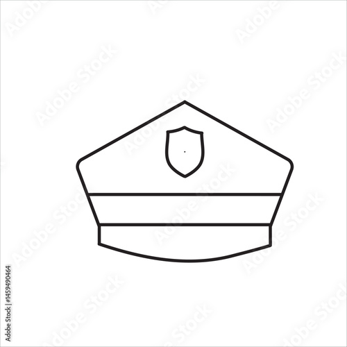 Simple Outline of a Police Hat with Badge