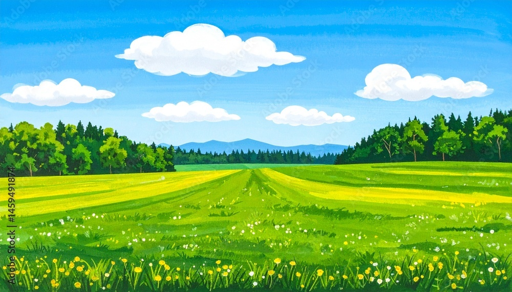 Fototapeta premium green field and blue sky