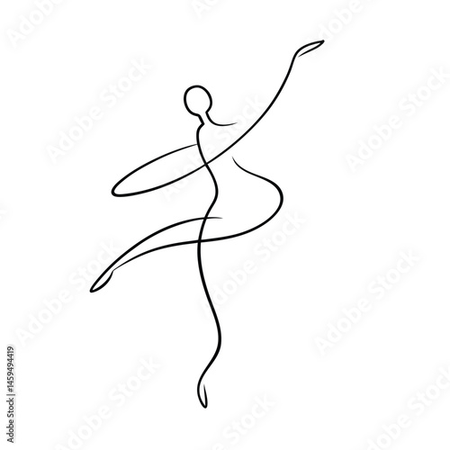 ballet dancer icon, line minimalist sketch vector line art illustration