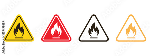 Standard pictogram of flammable icons. Flammable materials