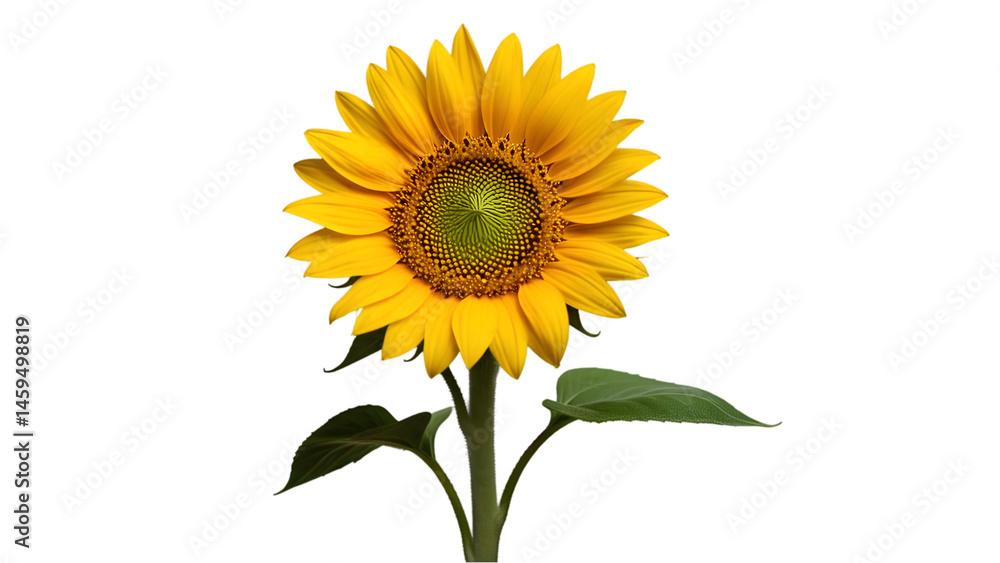Fototapeta premium Bright Yellow Sunflower Isolated on White Background