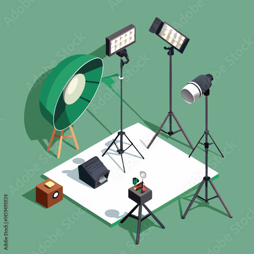 Professional Photography Studio Setup with Lighting Equipment