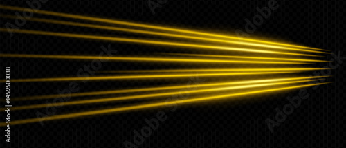 Soft golden rays spreading across black background. Used for elegant lighting effects, stage design, or visual transitions.