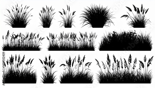 set of grass silhouettes